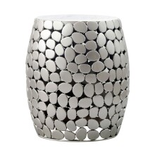 Beistelltisch >WL7.359< in Silber, Marmor & Aluminium - 46x40cm (HxD)