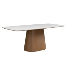 Esstisch >WL7.363< in Marmor-Optik & Walnuss-Dekor - 200x75x90 (BxHxT)