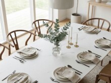 Esstisch >WL7.363< in Marmor-Optik & Walnuss-Dekor - 200x75x90 (BxHxT)