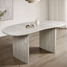 Esstisch >WL7.364< in Mango Weiß, Massivholz - 180x75x90cm (BxHxT)