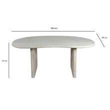 Esstisch >WL7.364< in Mango Weiß, Massivholz - 180x75x90cm (BxHxT)