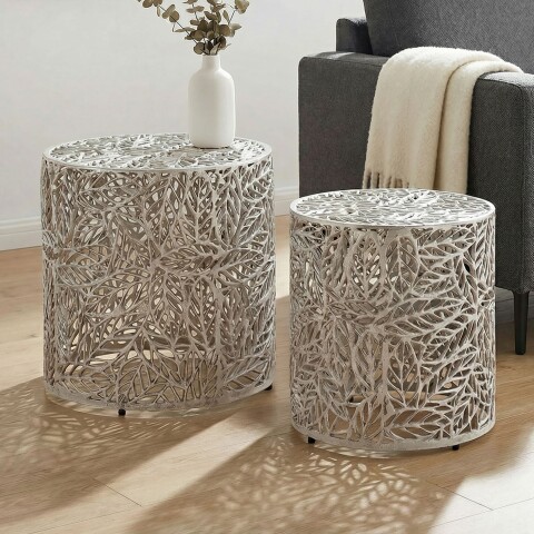 Satztisch >WL7.369< (2-teilig) in Silber, Aluminium - 42x41cm (HxD)