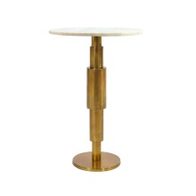Beistelltisch >WL7.370< in Weiß, Marmor & Aluminium  - 59x37cm (HxD)