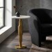 Beistelltisch >WL7.370< in Weiß, Marmor & Aluminium  - 59x37cm (HxD)