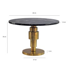 Couchtisch >WL7.373< in Schwarz / Gold, Marmor & Aluminium - 39x60cm (HxD)