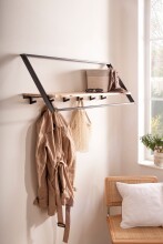 Garderobenleiste >WL7.407< in Akazie / schwarz - 100x40x33 (BxHxT)