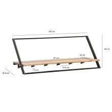 Garderobenleiste >WL7.407< in Akazie / schwarz - 100x40x33 (BxHxT)