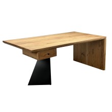 Schreibtisch >WL7.408< in Akazie / schwarz - 180x77x90 (BxHxT)