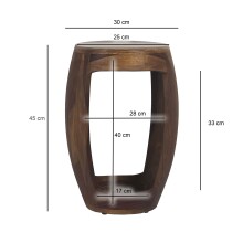 Beistelltisch >WL7.411< in Sheesham, Massivholz - 45x30cm (HxD)