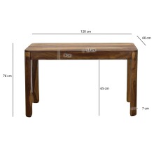 Esstisch >WL7.417< in Sheesham, Massivholz - 120x76x60cm (BxHxT)