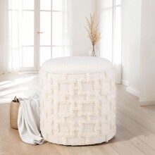 Pouf >WL7.418< mit Stauraum, in Creme, Stoff - 45x40cm (HxD)