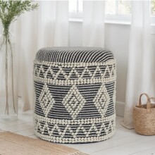 Sitzhocker >WL7.421< mit Stauraum, Grau-Creme, Stoff - 45x40cm (HxD)