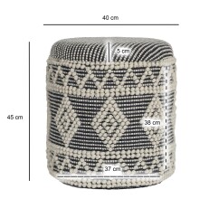 Sitzhocker >WL7.421< mit Stauraum, Grau-Creme, Stoff - 45x40cm (HxD)