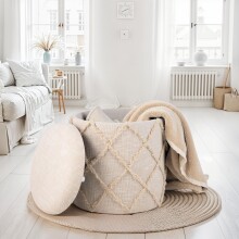 Pouf >WL7.422< mit Stauraum, Creme, Baumwolle -...