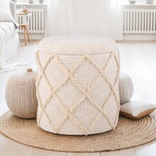 Pouf >WL7.422< mit Stauraum, Creme, Baumwolle - 45x40cm (HxD)