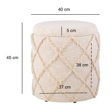 Pouf >WL7.422< mit Stauraum, Creme, Baumwolle - 45x40cm (HxD)