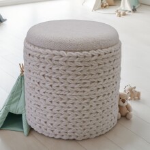 Pouf >WL7.424< mit Stauraum, in Creme, Stoff - 45x40cm (HxD)