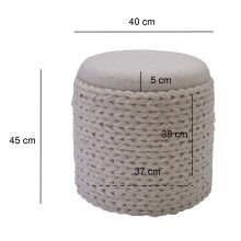 Pouf >WL7.424< mit Stauraum, in Creme, Stoff - 45x40cm (HxD)