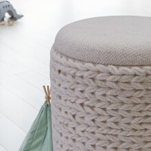 Pouf >WL7.424< mit Stauraum, in Creme, Stoff - 45x40cm (HxD)