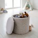 Pouf >WL7.424< mit Stauraum, in Creme, Stoff - 45x40cm (HxD)