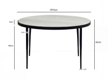 Couchtisch >WL7.461< in Toronto weiss, Marmor & Metall - 42x70cm (HxD)