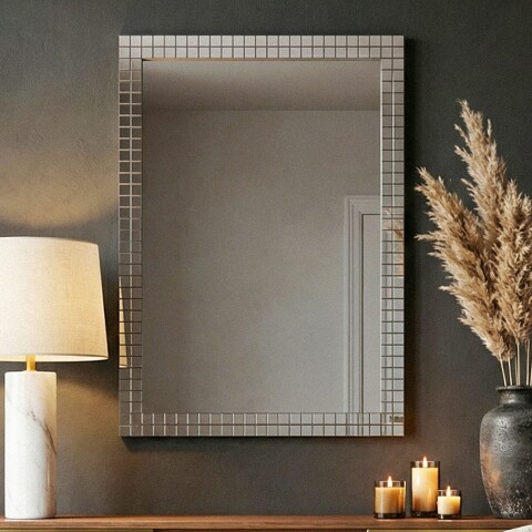 Spiegel >WL7.474< in Mosaik-Spiegel / Schwarz, MDF & Spiegel - 60x90x2cm (BxHxT)