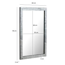 Spiegel >WL7.474< in Mosaik-Spiegel / Schwarz, MDF & Spiegel - 60x90x2cm (BxHxT)