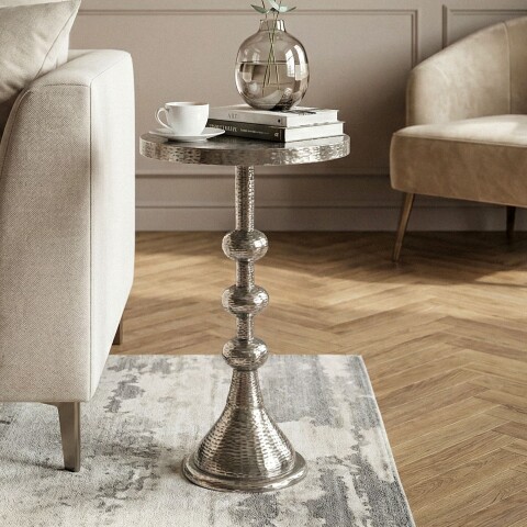 Beistelltisch >WL7.475< in Silber, Aluminium - 56x30cm (HxD)