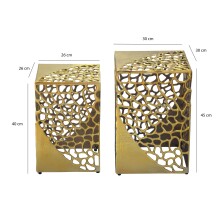 Satztisch >WL7.479< (2-teilig) in Gold, Aluminium - 30x30x45cm (LxBxH)