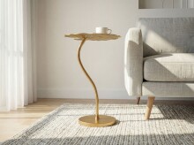 Beistelltisch >Blatt< in Gold, Aluminium - 40x38x59cm (LxBxH)