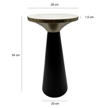 Beistelltisch >WL7.492< in Weiß / Schwarz, Marmor & Metall - 54x28cm (HxD)