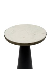 Beistelltisch >WL7.492< in Weiß / Schwarz, Marmor & Metall - 54x28cm (HxD)