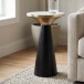 Beistelltisch >WL7.492< in Weiß / Schwarz, Marmor & Metall - 54x28cm (HxD)