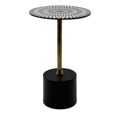Beistelltisch >WL7.496< in Black & White, Aluminium / Emaille - 49x30cm (HxD)