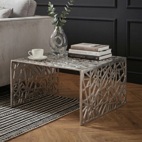 Couchtisch >WL7.502< in Silber, Aluminium - 60x31x60cm (BxHxT)