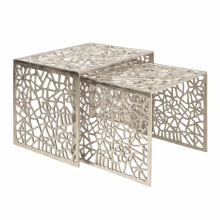 Satztisch >WL7.504< (2-teilig) in Silber, Aluminium - 50x40x40cm (LxBxH)