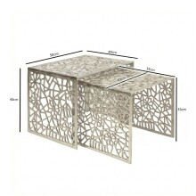 Satztisch >WL7.504< (2-teilig) in Silber, Aluminium - 50x40x40cm (LxBxH)