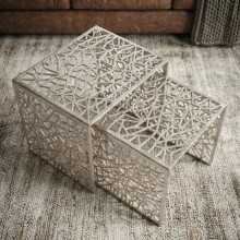 Satztisch >WL7.504< (2-teilig) in Silber, Aluminium - 50x40x40cm (LxBxH)