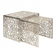 Satztisch >WL7.504< (2-teilig) in Silber, Aluminium - 50x40x40cm (LxBxH)