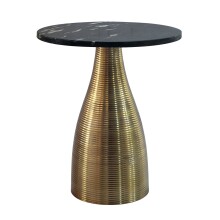 Beistelltisch >WL7.514< in Schwarz / Gold, Marmor & Metall - 48x40cm (HxD)