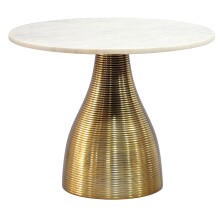 Couchtisch >WL7.516< in Weiß / gold, Marmor & Aluminium - 40x60cm (HxD)