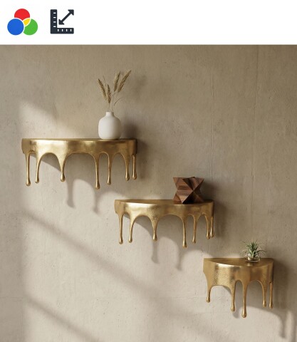 Wandboard >WL7.533< in Gold oder silber, Aluminium - 35-60x20x17-28cm (BxHxT)