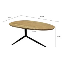 Couchtisch >WL7.530< in Akazie / Schwarz, Massivholz & Metall - 87x50x36 (LxBxH)
