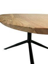 Couchtisch >WL7.530< in Akazie / Schwarz, Massivholz & Metall - 87x50x36 (LxBxH)