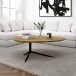 Couchtisch >WL7.530< in Akazie / Schwarz, Massivholz & Metall - 87x50x36 (LxBxH)