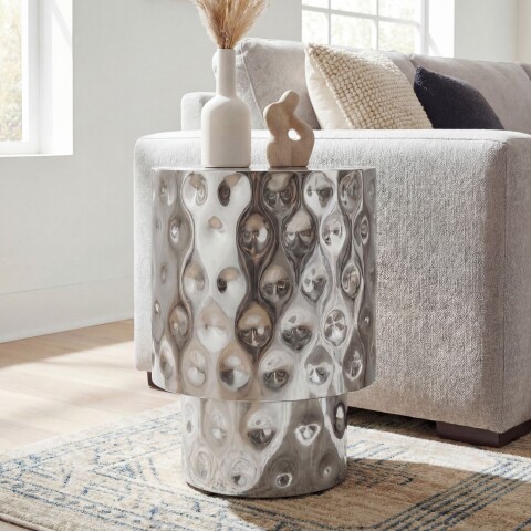 Beistelltisch >WL7.544< in Silber, Aluminium - 50x36cm (HxD)