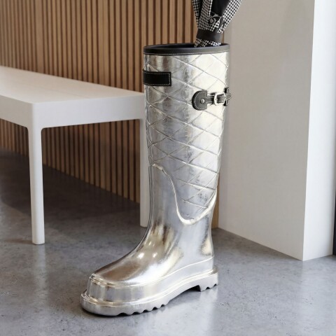 Dekofigur >WL7.547< Schimrständer, Schuh, Silber, Aluminium - 26x11x44cm (LxBxH)
