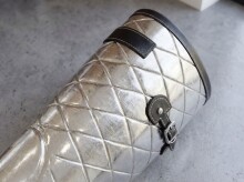 Dekofigur >WL7.547< Schimrständer, Schuh, Silber, Aluminium - 26x11x44cm (LxBxH)
