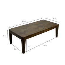 Couchtisch >WL7.588< in Mango Braun, Massivholz - 120x40x60cm (BxHxT)