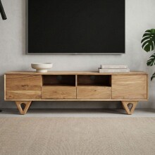 Lowboard >WL7.593< in Akazie, Massivholz - 160x46x40cm (BxHxT)